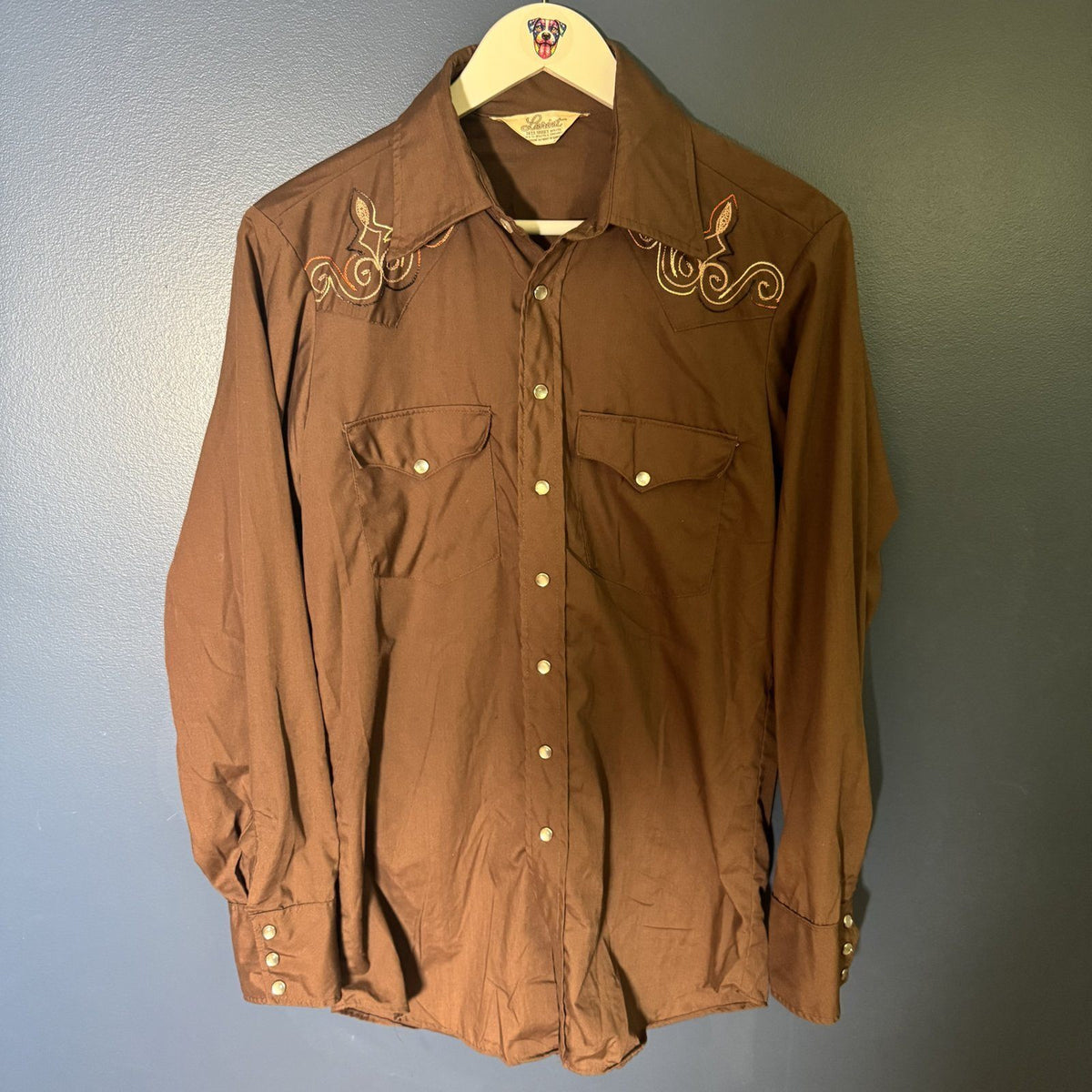 Vintage 70s Lariat Women’s Brown Embroidered Western Pearl Snap Shirt Canada M