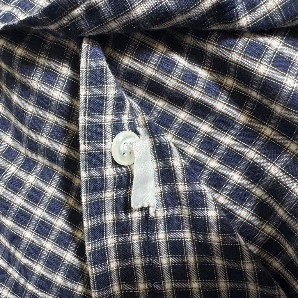 Vintage Ralph Lauren Short Sleeve Button Down Shirt Navy Check Plaid 17-34 Y2K