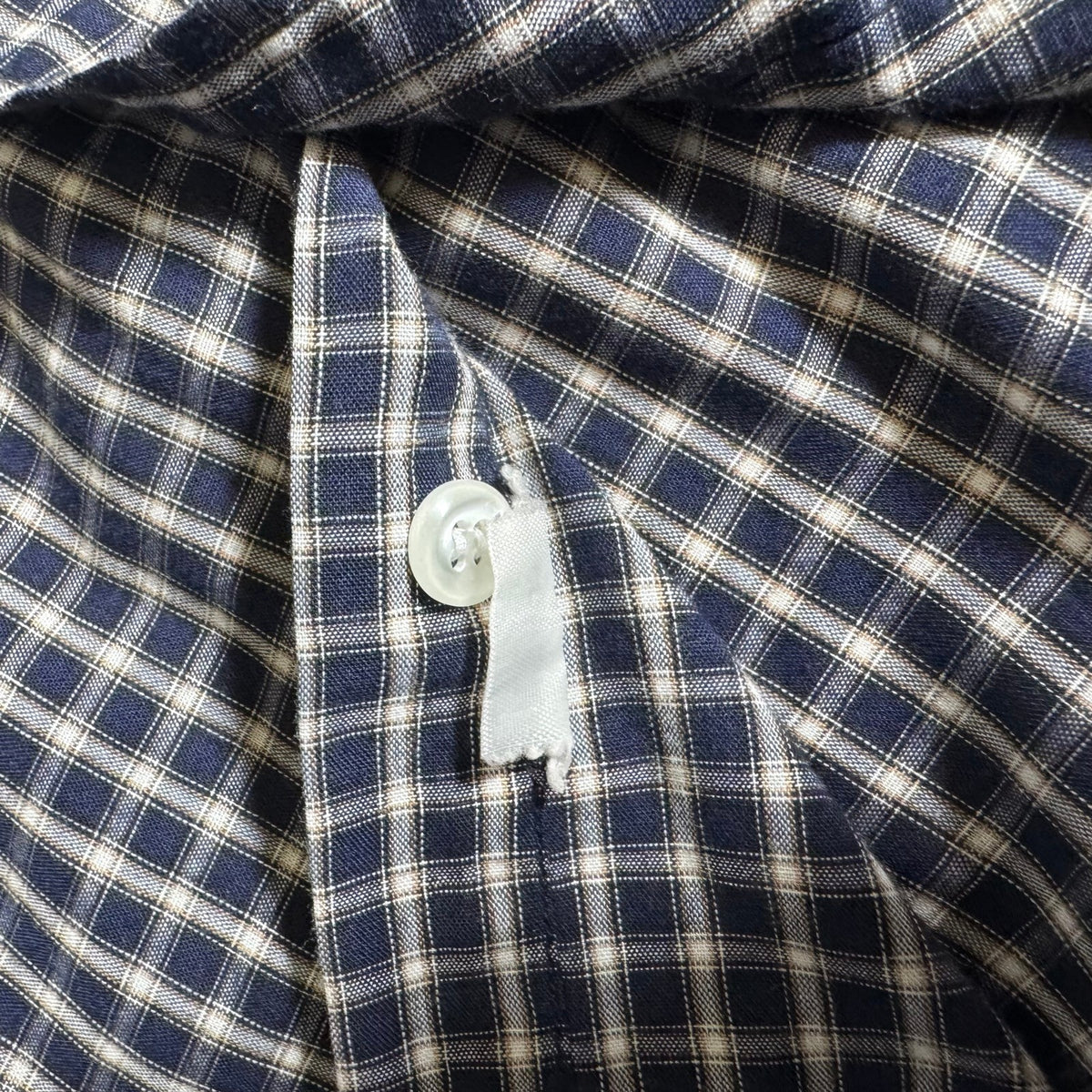 Vintage Ralph Lauren Short Sleeve Button Down Shirt Navy Check Plaid 17-34 Y2K
