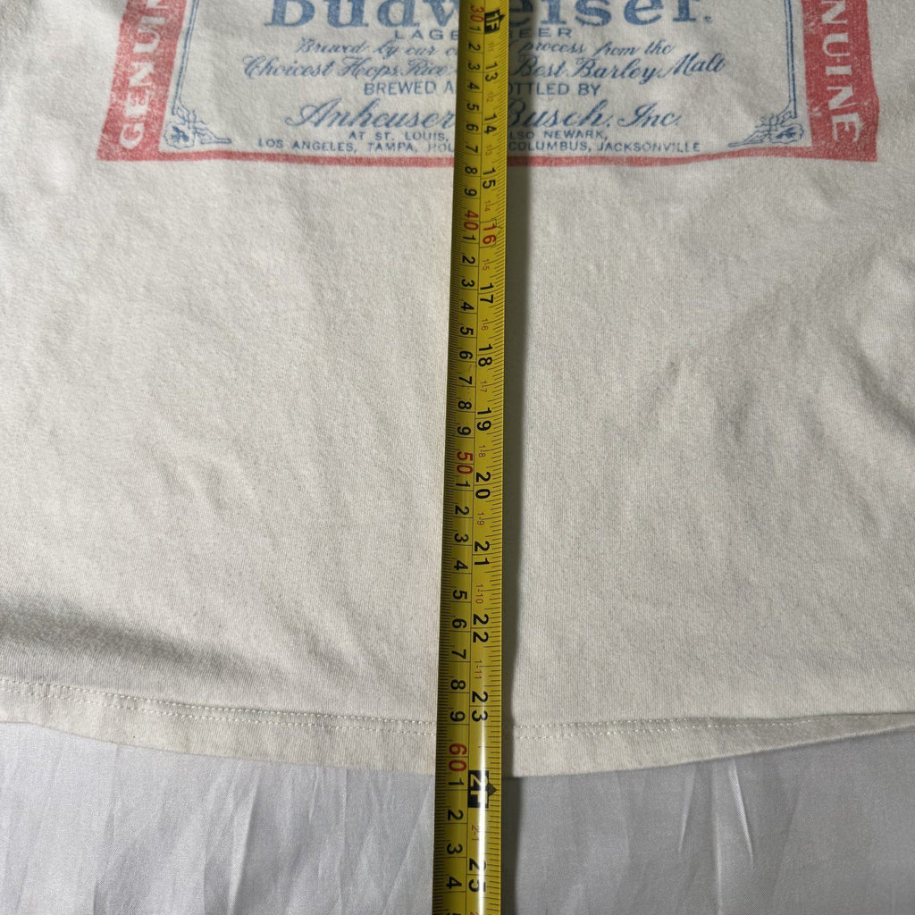 Budweiser Genuine Lager Vintage Style Graphic Tee Cream Womens Size L