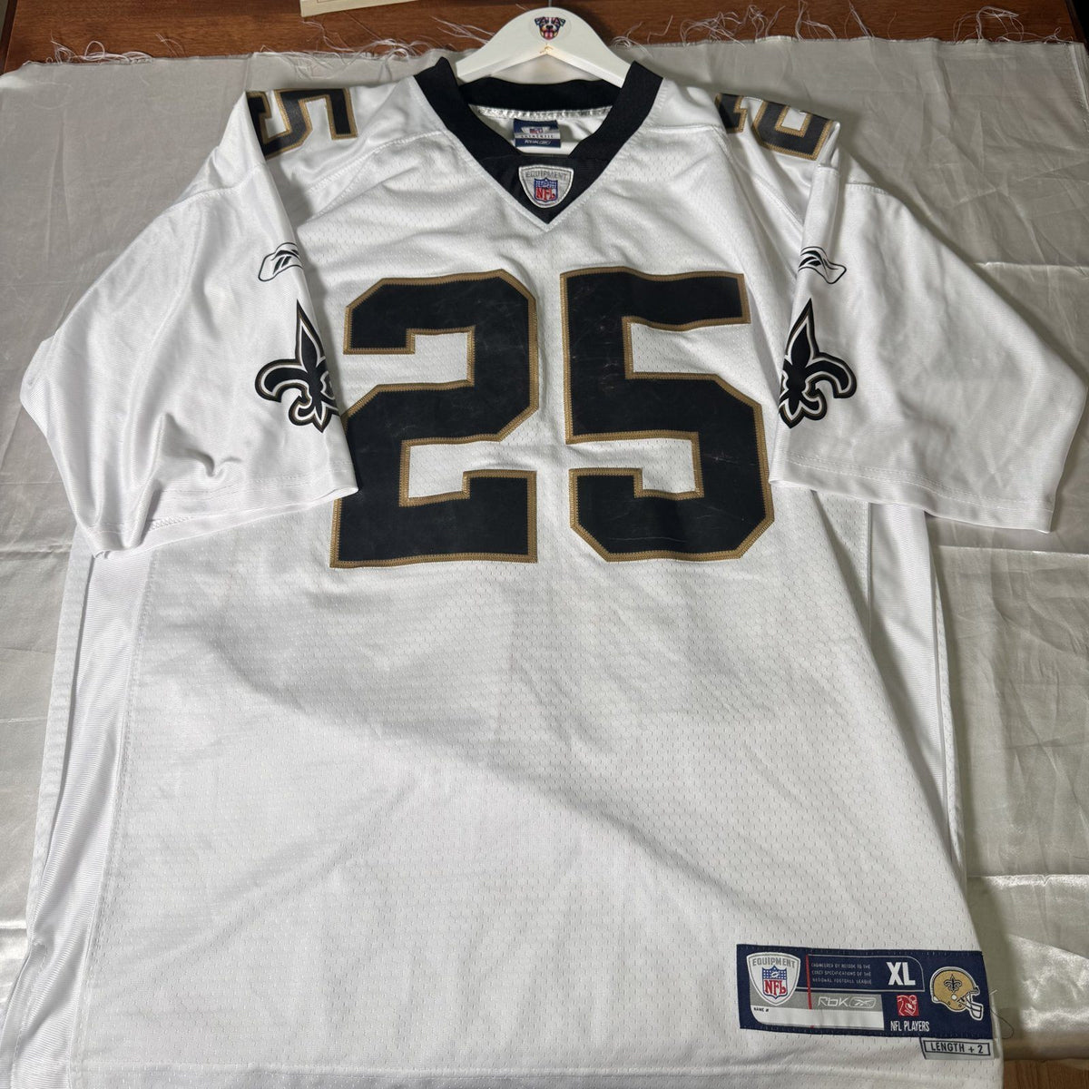 Vintage Reebok New Orleans Saints Reggie Bush 25 Jersey White XL Made in Korea