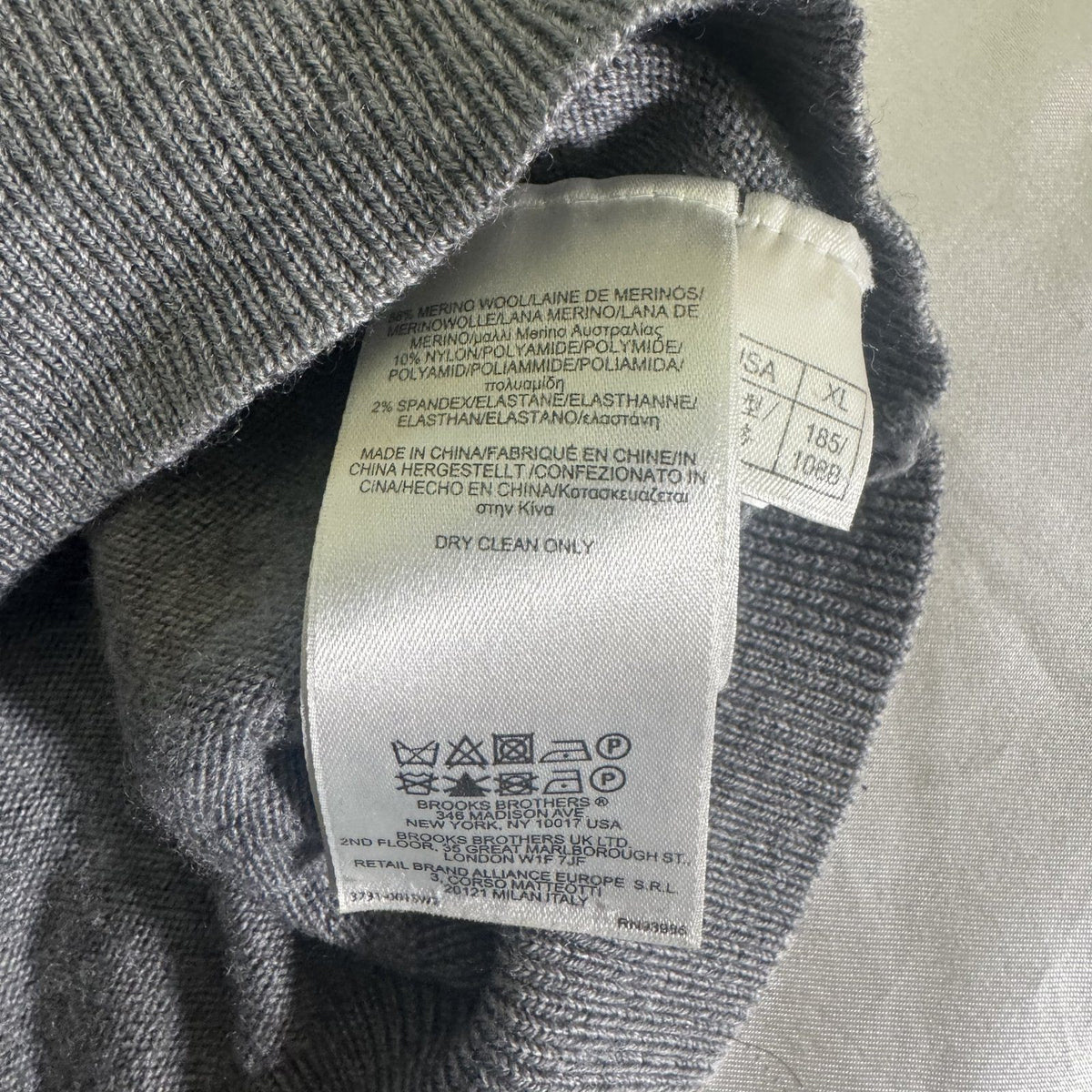 Brooks Brothers Merino Wool V-Neck Sweater Gray Size XL
