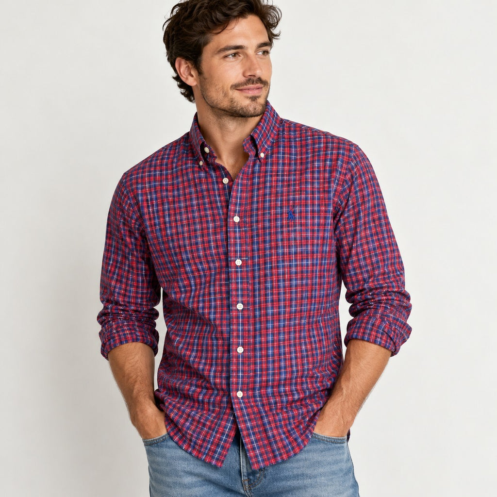 Polo Ralph Lauren Men's Plaid Button Down Shirt Red Blue Size Small