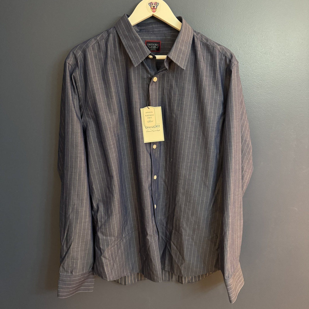 UNTUCKit Gifford WF Navy Pinstripe Slim Fit Shirt Size XL NWT 2021 Season