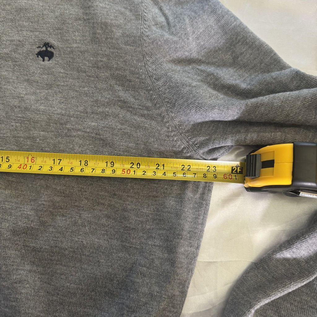 Brooks Brothers Merino Wool V-Neck Sweater Gray Size XL