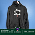 Nike Brooklyn Nets Dri-FIT Basketball Pullover Hoodie Black Size M