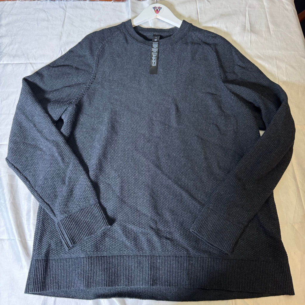 Lululemon Men's Textured Knit Crew Neck Sweater Charcoal Gray Pullover Size XL