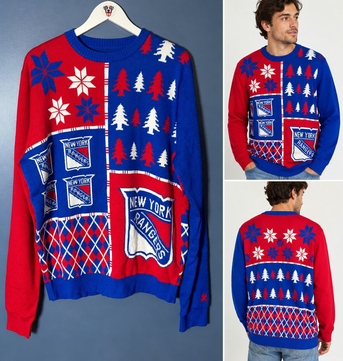New York Rangers, NHL Christmas Sweater by FOCO fan gear, Mens XL