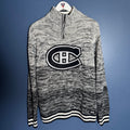 Montreal Canadiens NHL 1/4 Zip Knit Sweater Gray Black Habs Ilanco Retro Size M