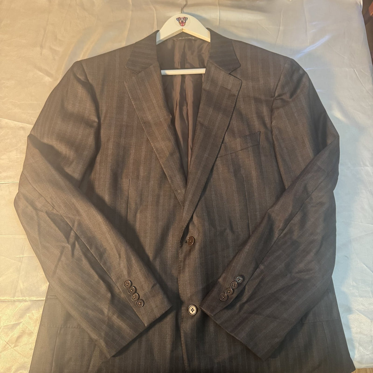 Canali Brown Pinstripe 100% Wool Sport Coat Blazer EU 56 Made in Italy