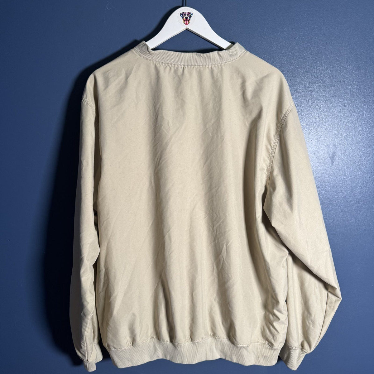 Vintage L.L.Bean Men's Wind Pullover V-Neck Shirt Tan Size Large Made in USA