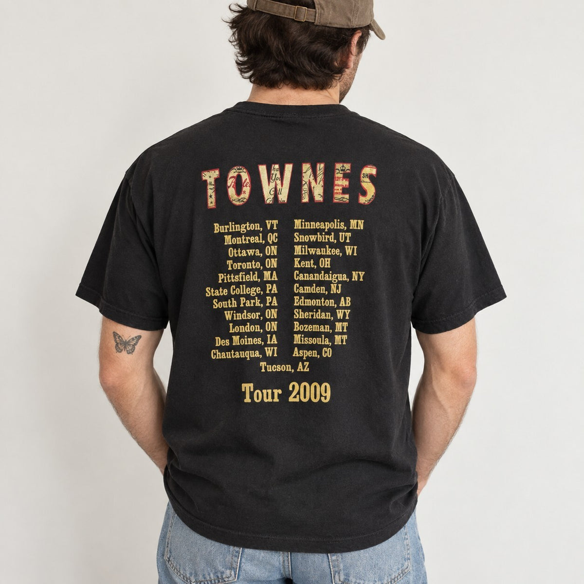 Steve Earle Townes Tour 2009 Concert T-Shirt Black Unisex Large Double Sided