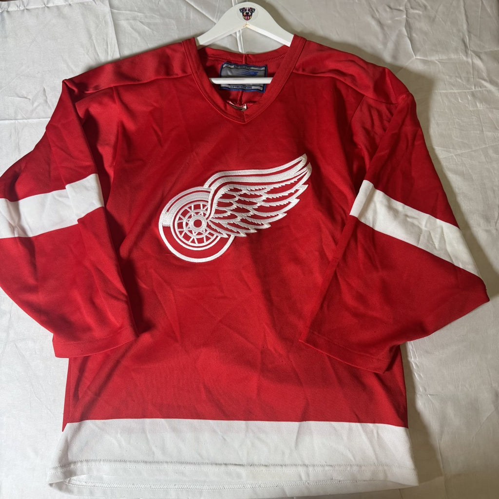 Vintage 90s Bauer Detroit Red Wings NHL Hockey Jersey Made In Canada Sz S