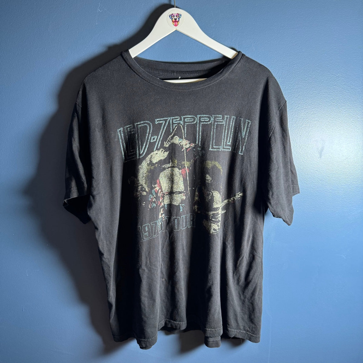 Led Zeppelin 1975 Tour Graphic Band Tee Faded Distressed Black Bravado Size XXL
