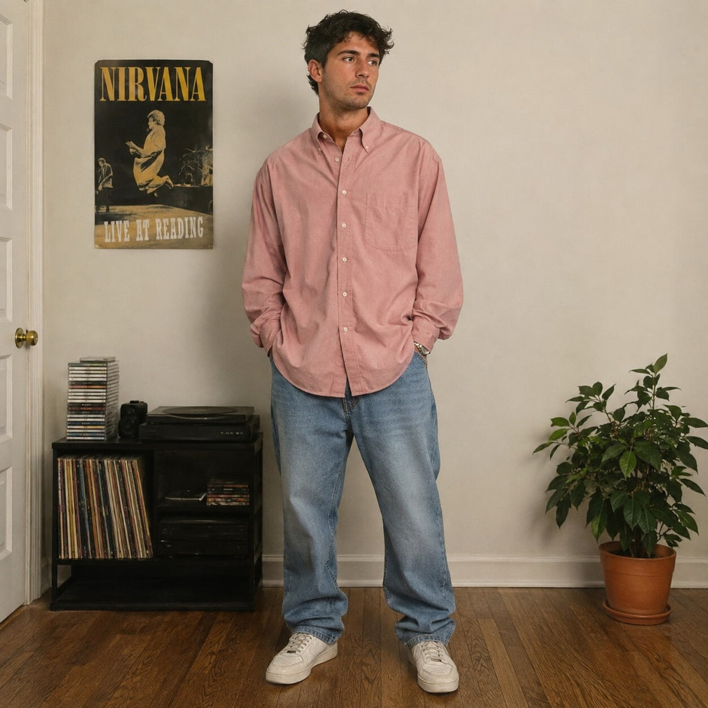 Eddie Bauer Y2K 2000s Pink Oxford Button Down Shirt Sz M Hong Kong