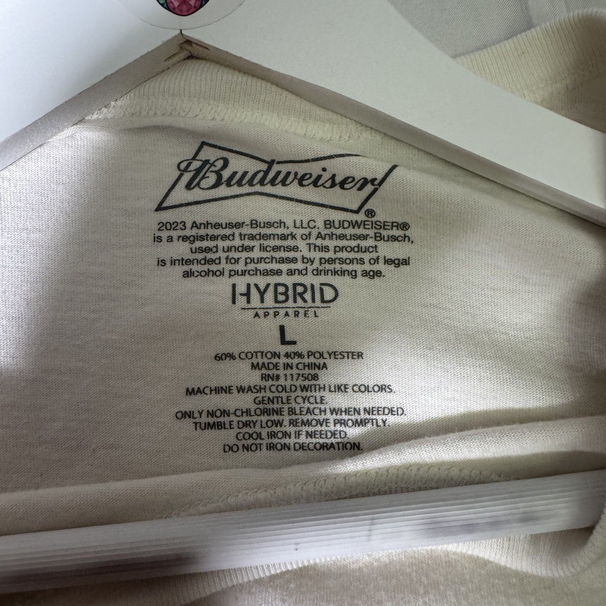 Budweiser Genuine Lager Vintage Style Graphic Tee Cream Womens Size L