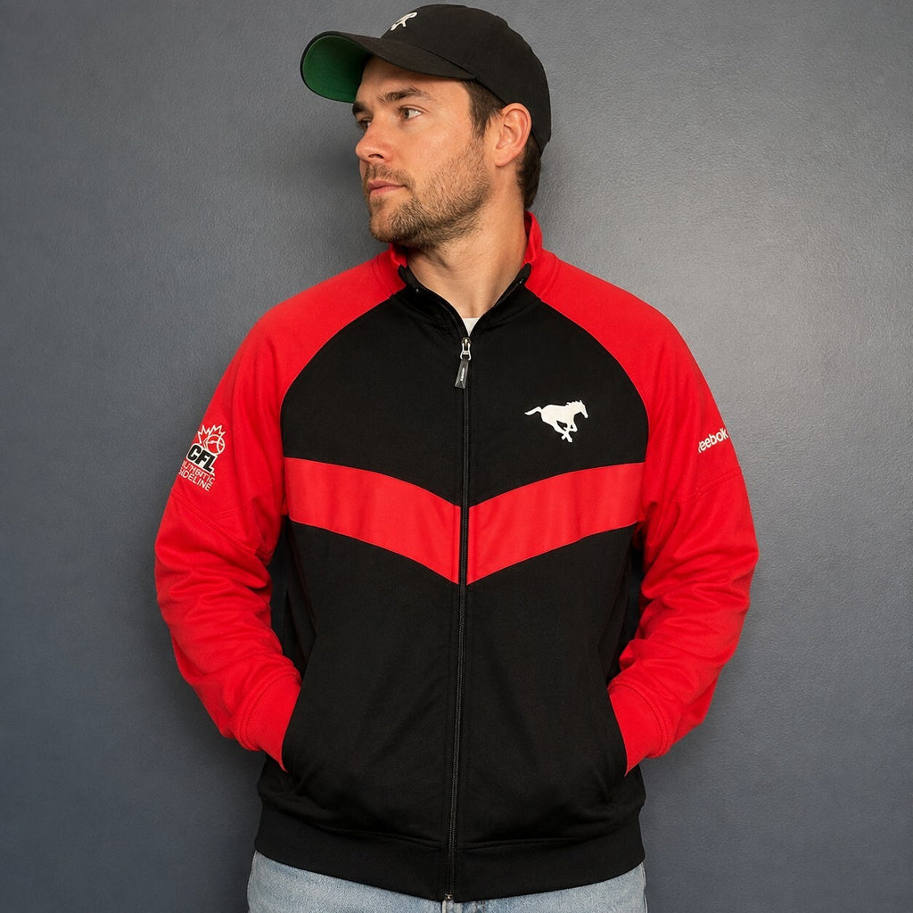 Reebok CFL Calgary Stampeders Authentic Sideline Track Jacket Sz L