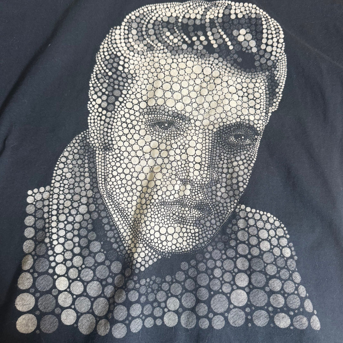 Elvis Presley Dot Art Graphic Tee Black Oleo Art Design Made in Mexico Size M