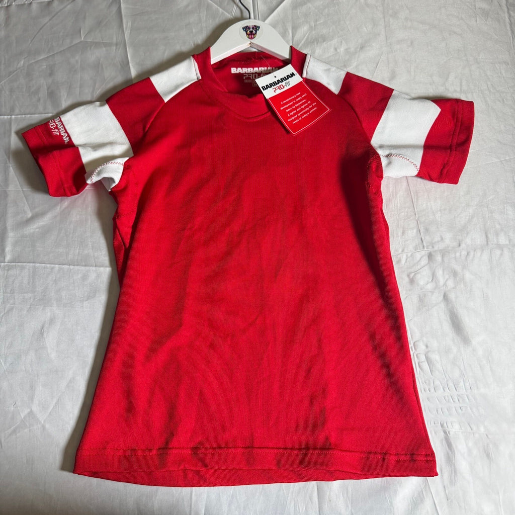 Barbarian Pro-Fit Rugby Jersey Red White Short Sleeve Made in Canada XS NWT