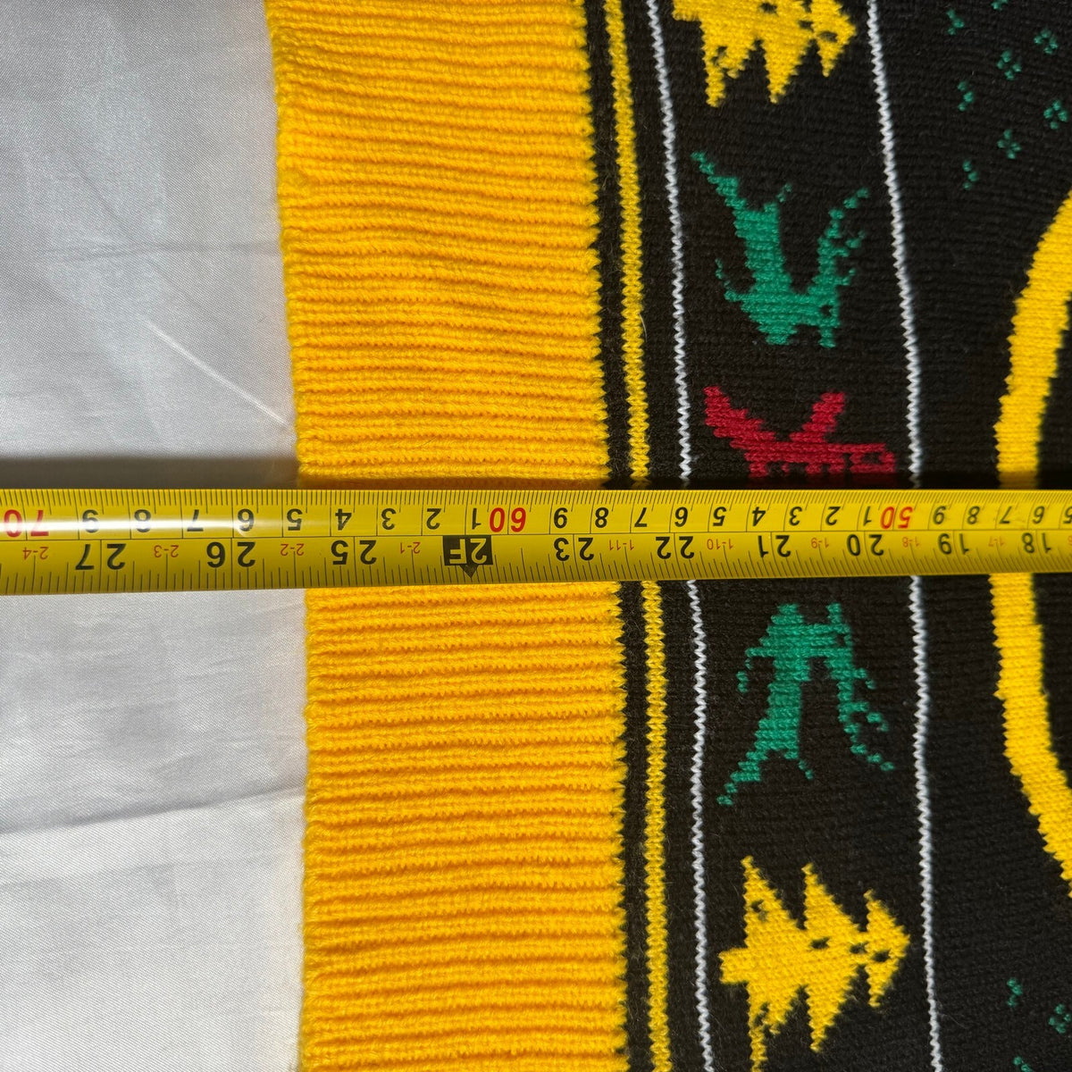 Nirvana Smiley Face Ugly Christmas Sweater Santa Hat Black Yellow Knit Size S