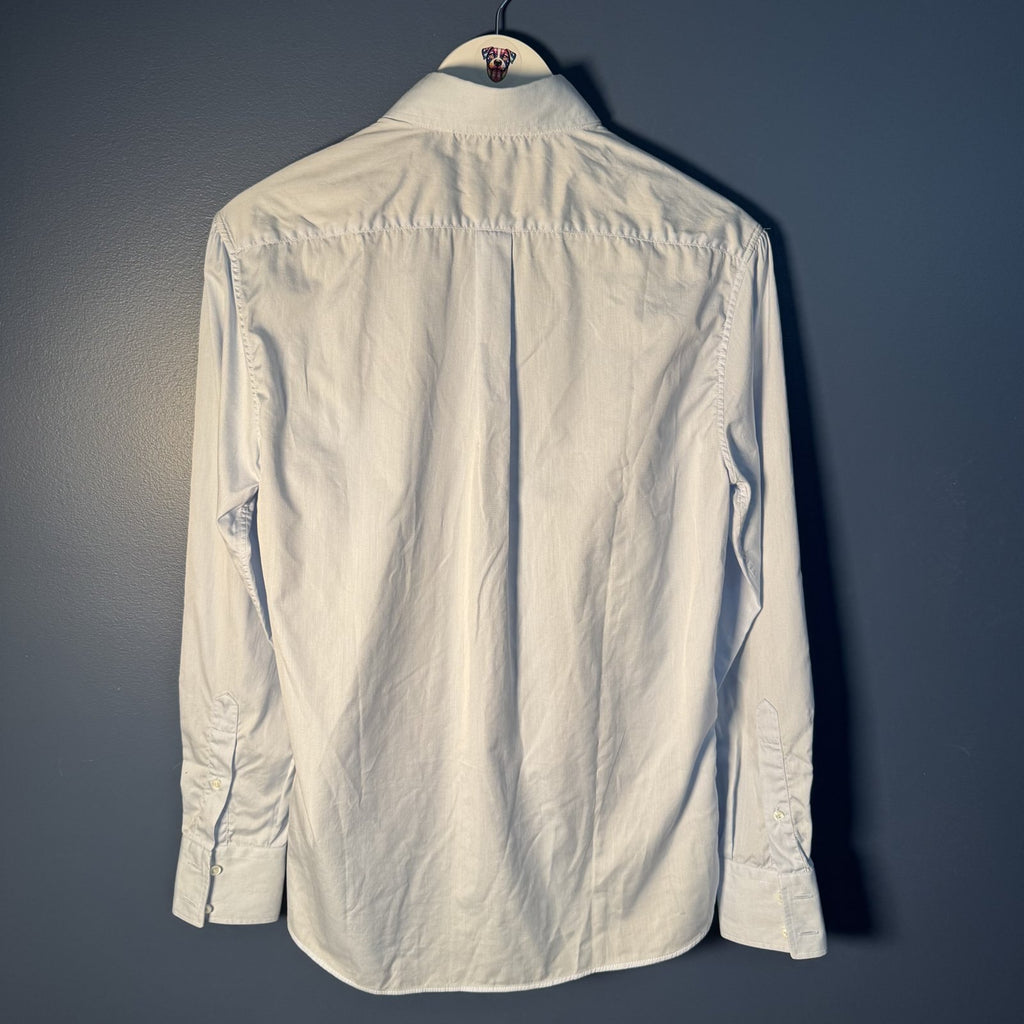 Brunello Cucinelli Basic Fit Oxford Dress Shirt Light Blue Sz XS Italy AS IS