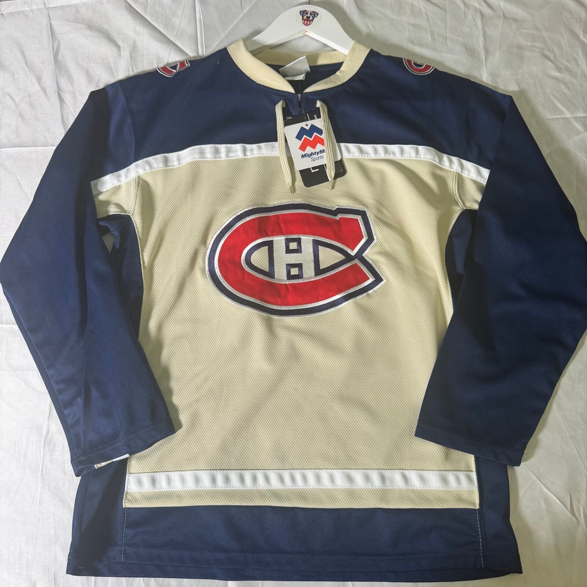 MightyMac NHL Montreal Canadiens Jersey Navy Cream Youth G/L 14/16 NWT Y2K