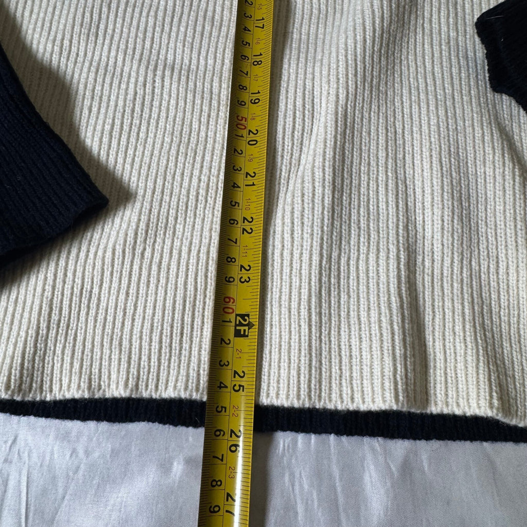 Vuarnet Half Zip Ribbed Wool Blend Ski Sweater Navy Red Cream Size S
