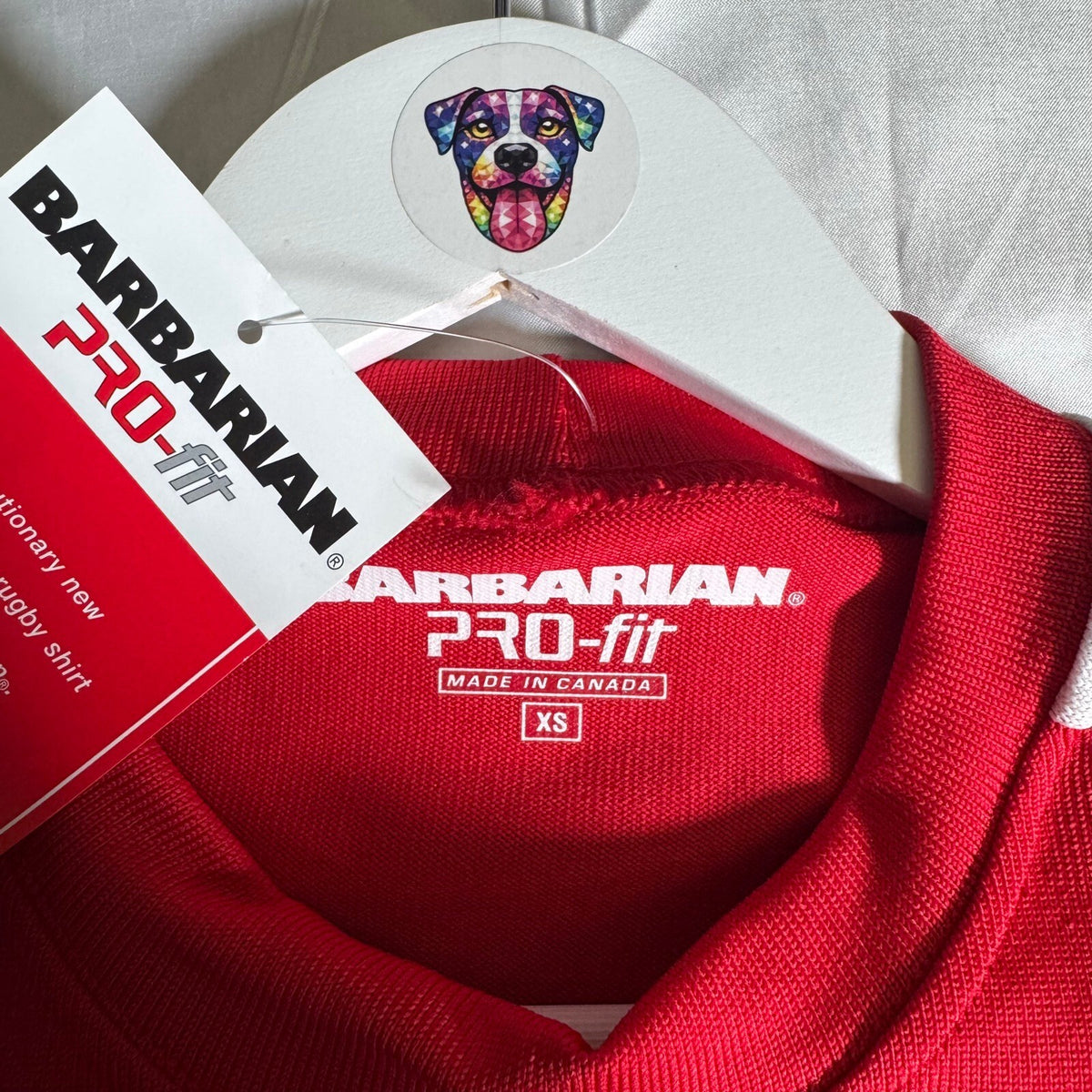 Barbarian Pro-Fit Rugby Jersey Red White Short Sleeve Made in Canada XS NWT