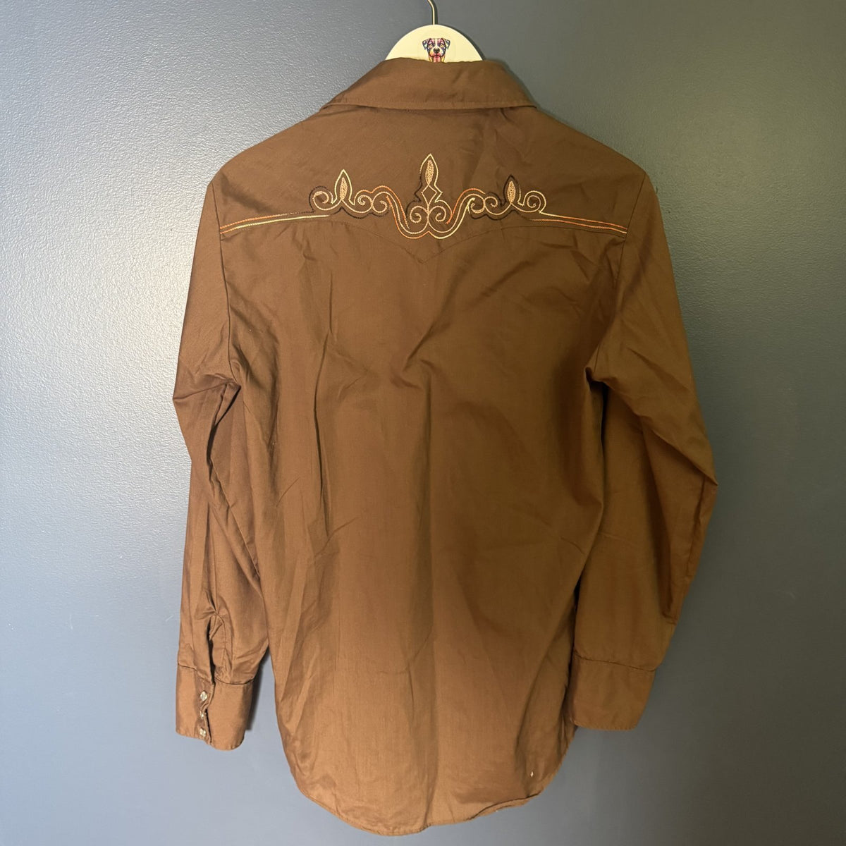 Vintage 70s Lariat Women’s Brown Embroidered Western Pearl Snap Shirt Canada M