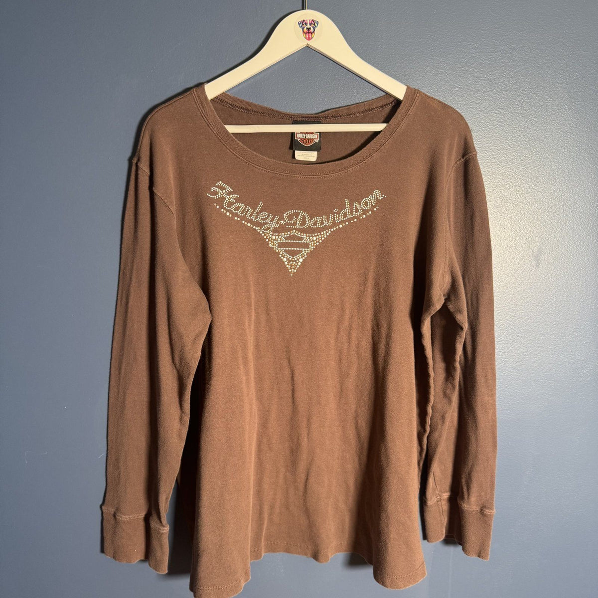 Harley Davidson J&L Sioux Falls Thermal Shirt Brown Womens Size 2X 2000s