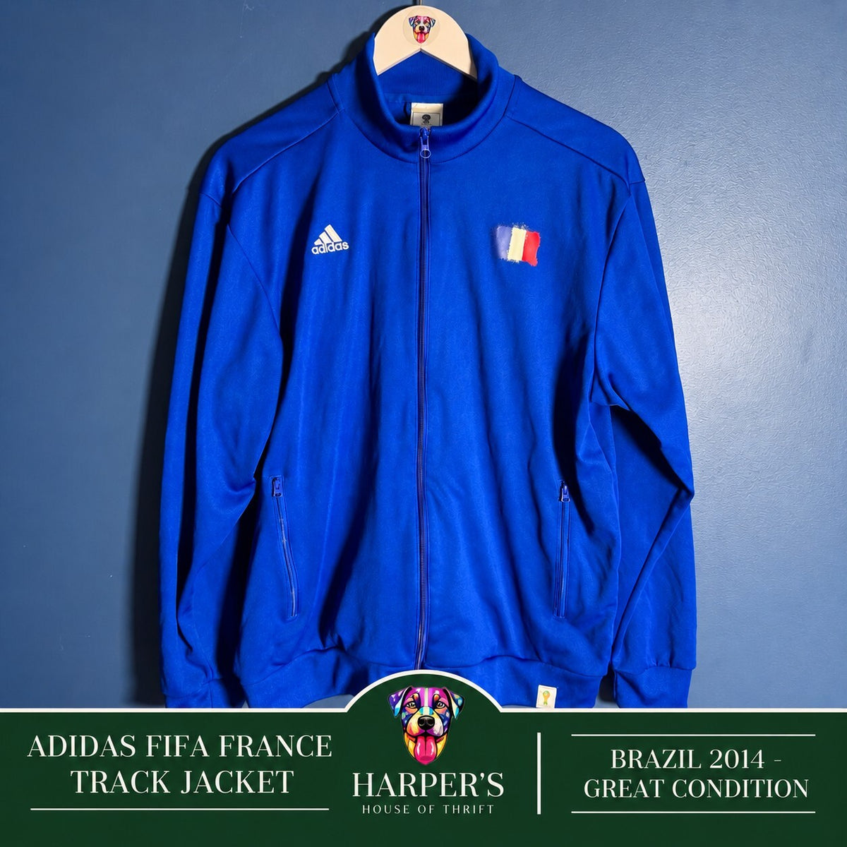 Adidas FIFA World Cup 2014 Brazil France Track Jacket Blue Size L