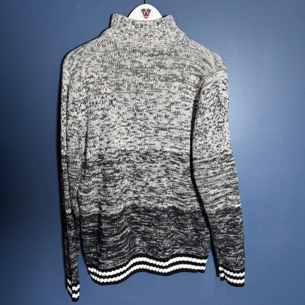Montreal Canadiens NHL 1/4 Zip Knit Sweater Gray Black Habs Ilanco Retro Size M