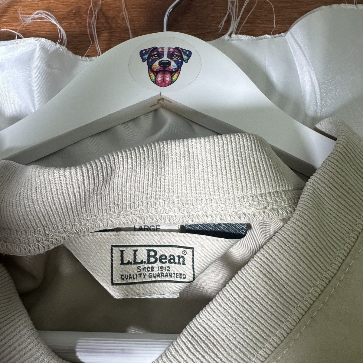 Vintage L.L.Bean Men's Wind Pullover V-Neck Shirt Tan Size Large Made in USA