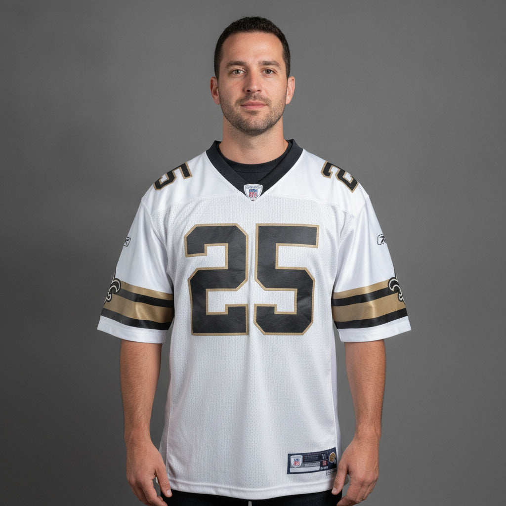 Vintage Reebok New Orleans Saints Reggie Bush 25 Jersey White XL Made in Korea